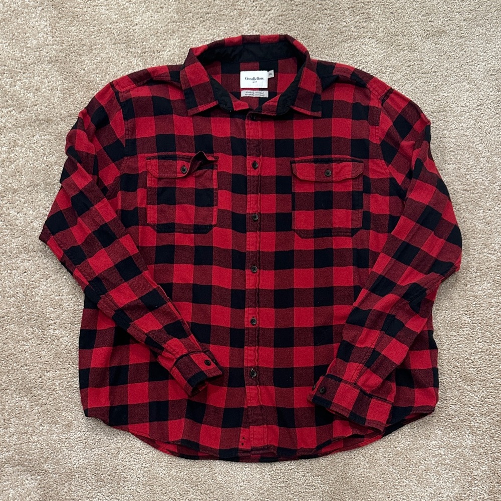 Goodfellow & Co Red and Black Plaid Men's Shirt